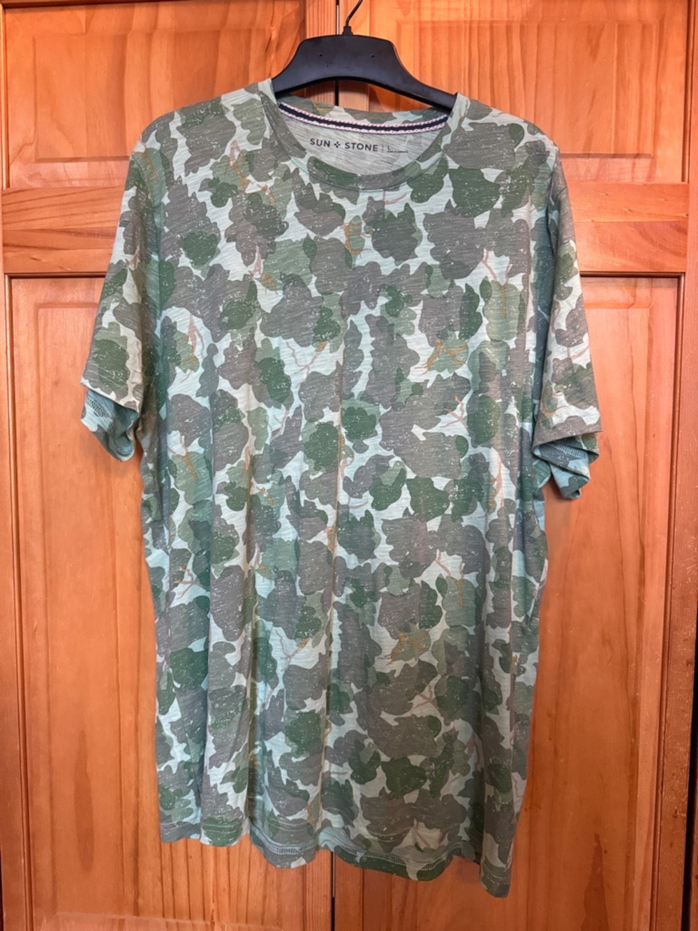 Sun + Stone Green Camo Short Sleeve Crew Tee